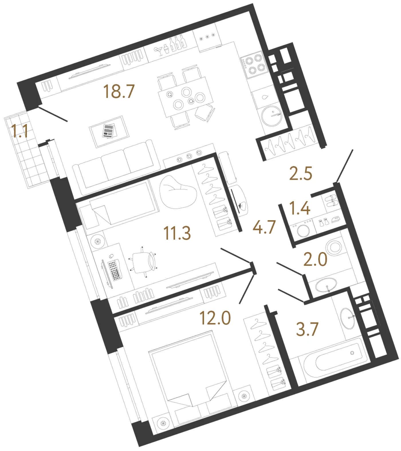 Планировка 2-комнатная 56,3 м² в жилом комплексе «Литера» — Жилой комплекс «Литера»